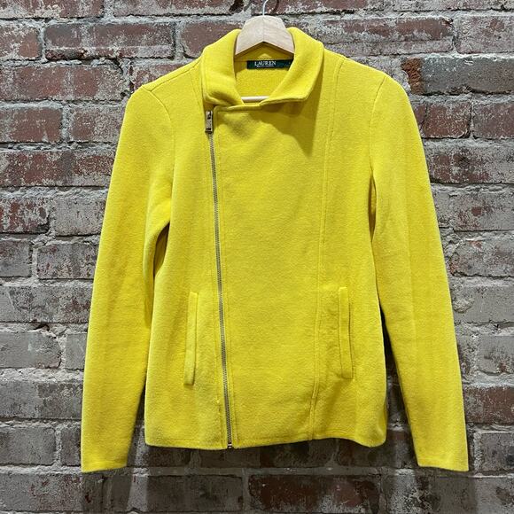 Lauren Ralph Lauren Yellow Cotton Moto Jacket Size Small - Picture 3 of 10